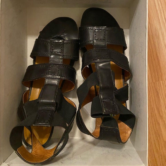 Semi-wedge Italian leather sandals - Picture 2 of 9